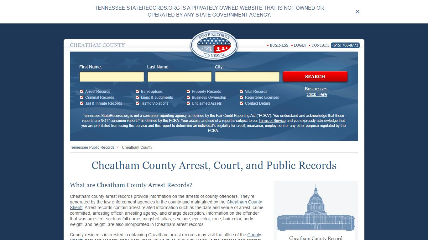 Cheatham County Arrest, Court, and Public Records