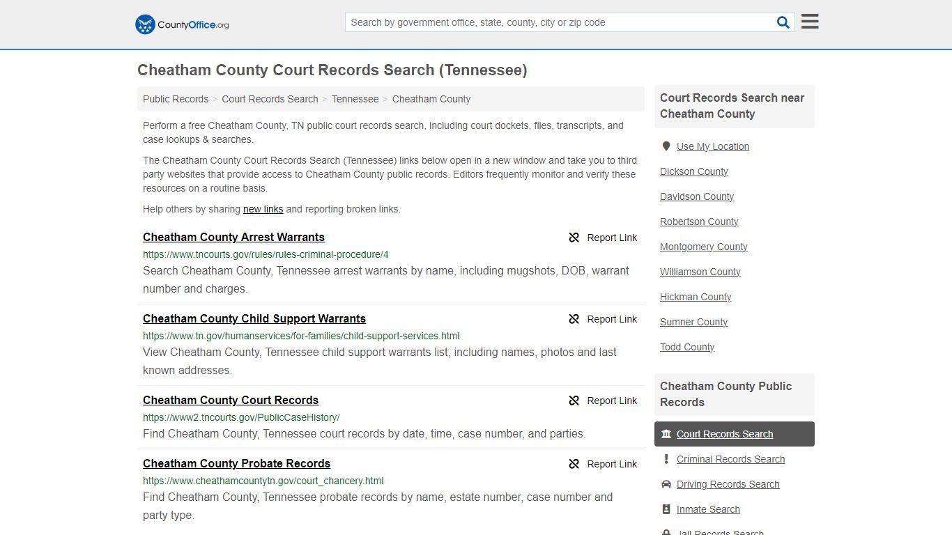 Cheatham County Court Records Search (Tennessee) - County Office